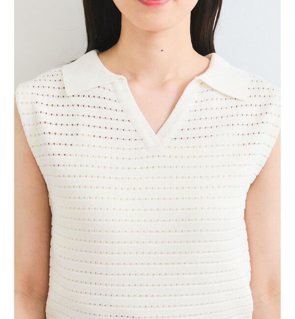 VIS「スキッパーフレンチスリーブアイレットニット」|ニット・セーター|