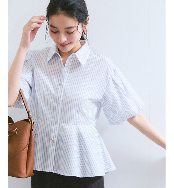VIS「バルーンスリーブペプラムシャツ/通勤対応」|シャツ・ブラウス|