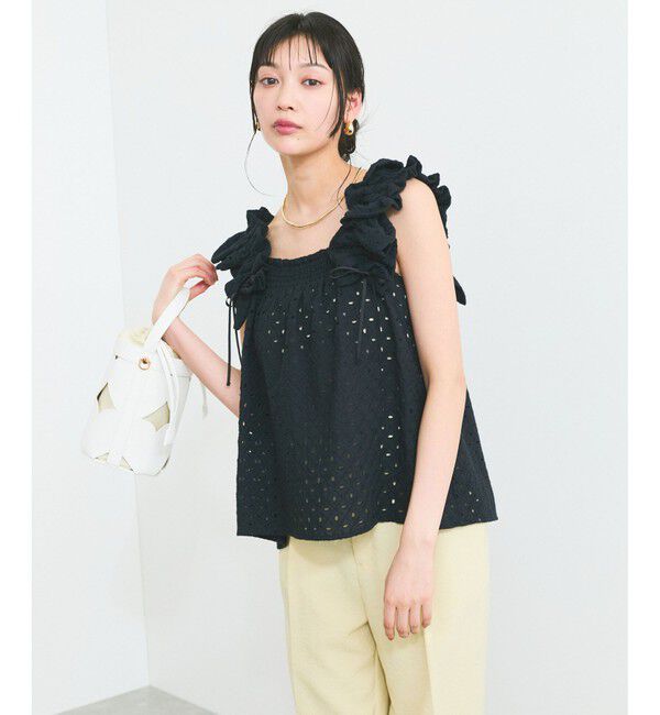 VIS「【2WAY】エンブロイダリーレースショルダーブラウス」|シャツ・ブラウス|