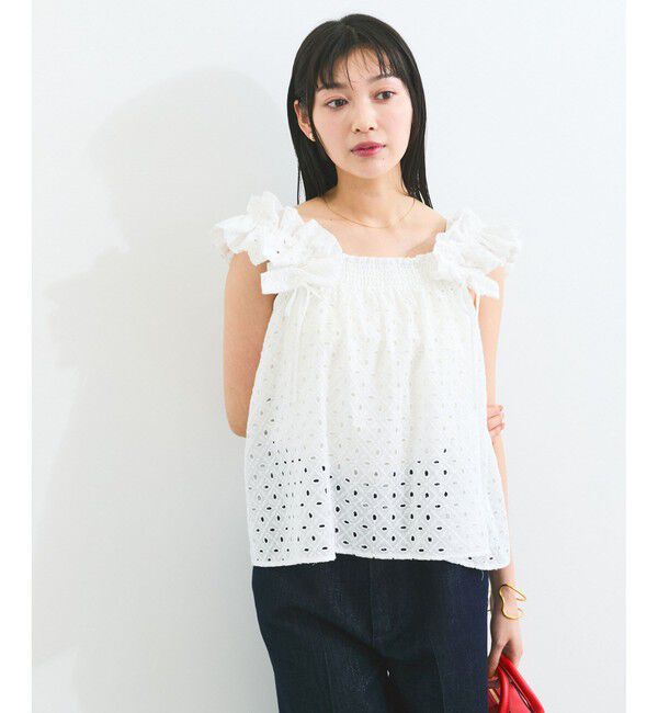 VIS「【2WAY】エンブロイダリーレースショルダーブラウス」|シャツ・ブラウス|