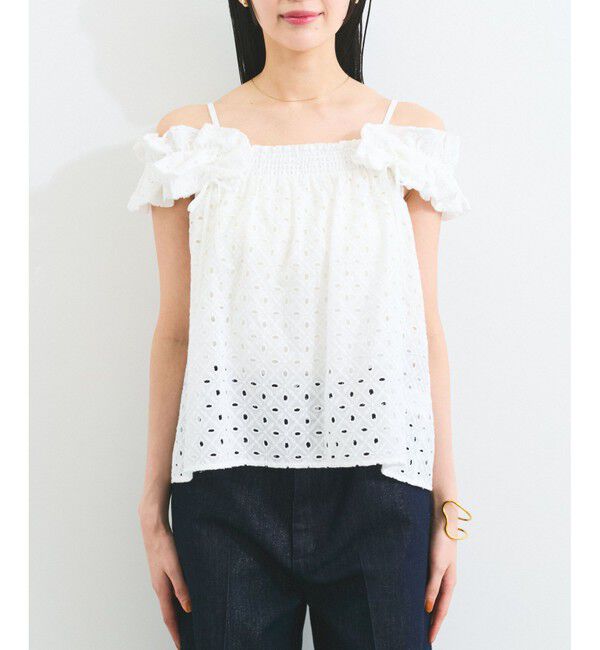 VIS「【2WAY】エンブロイダリーレースショルダーブラウス」|シャツ・ブラウス|