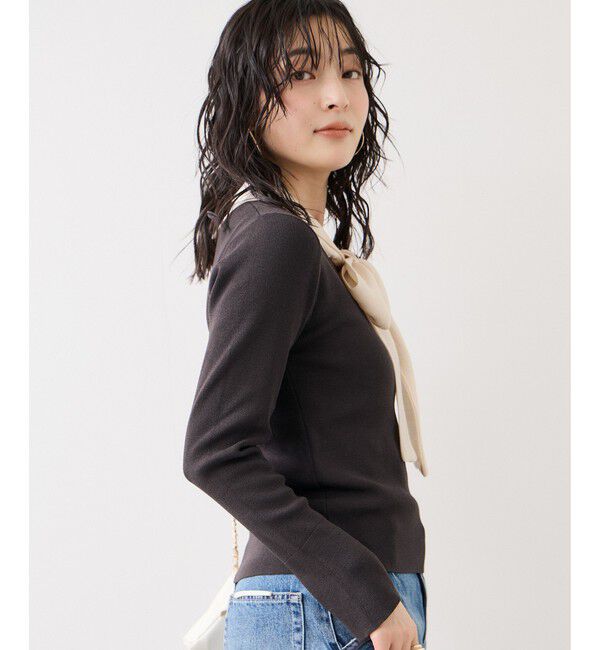 VIS「バイカラーリボンドッキングニット」|ニット・セーター|