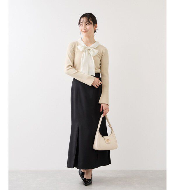 VIS「バイカラーリボンドッキングニット」|ニット・セーター|