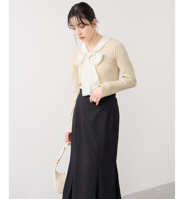 VIS「バイカラーリボンドッキングニット」|ニット・セーター|