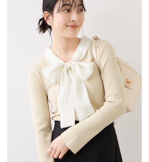 VIS「バイカラーリボンドッキングニット」|ニット・セーター|