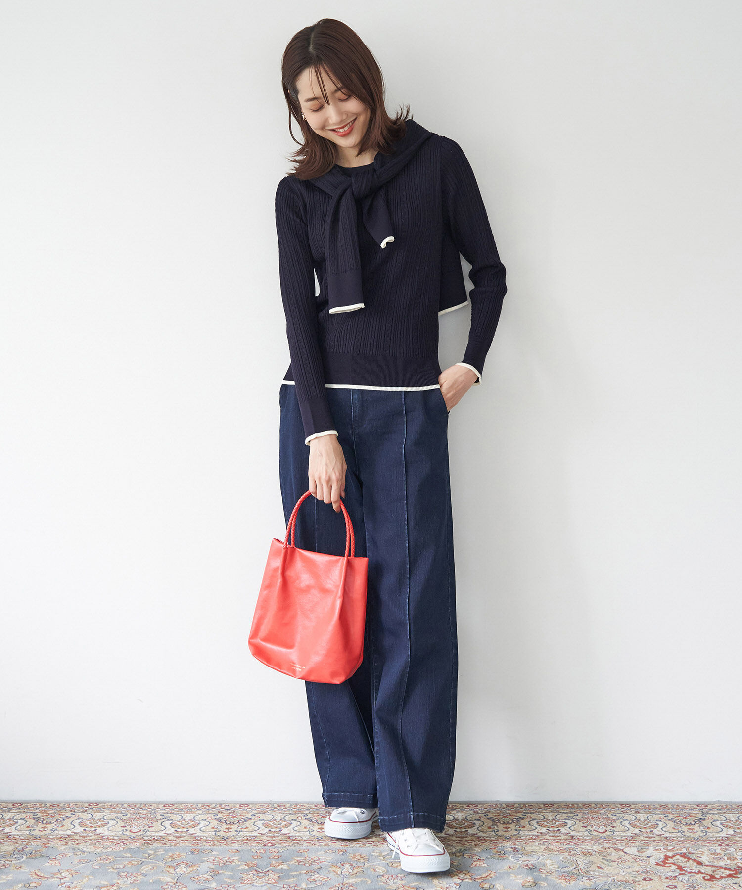 Rope&rsquo;Picnic「洗濯機OK/BIO GRACEミニケーブルニットプルオーバー」|ニット・セーター|