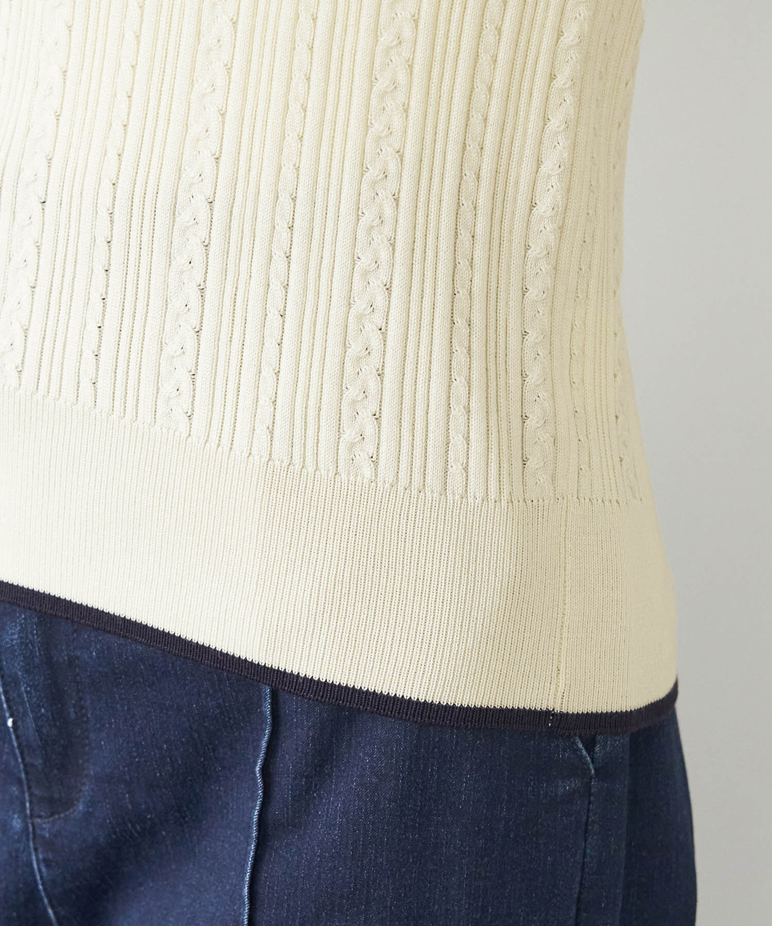 Rope&rsquo;Picnic「洗濯機OK/BIO GRACEミニケーブルニットプルオーバー」|ニット・セーター|