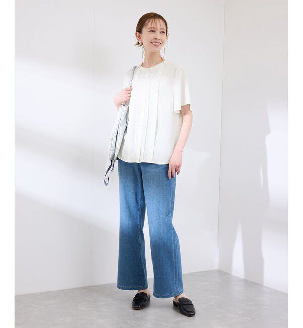 Rope&rsquo;Picnic「多機能ランダムタックハーフスリーブブラウス / 通勤にも」|シャツ・ブラウス|