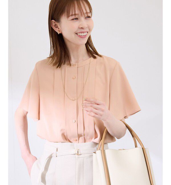 Rope&rsquo;Picnic「多機能ランダムタックハーフスリーブブラウス / 通勤にも」|シャツ・ブラウス|