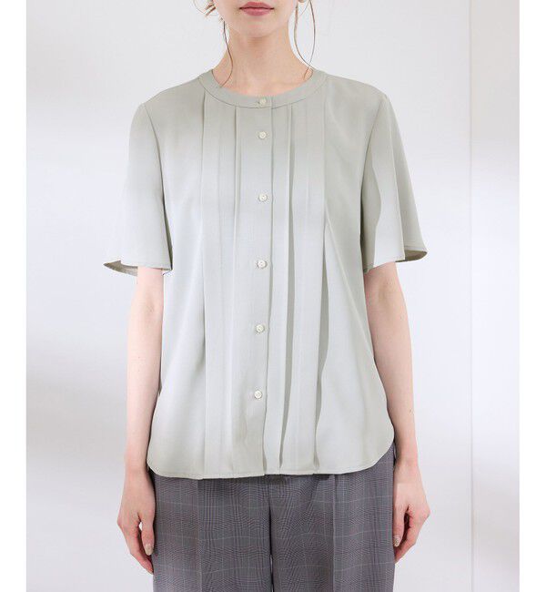 Rope&rsquo;Picnic「多機能ランダムタックハーフスリーブブラウス / 通勤にも」|シャツ・ブラウス|