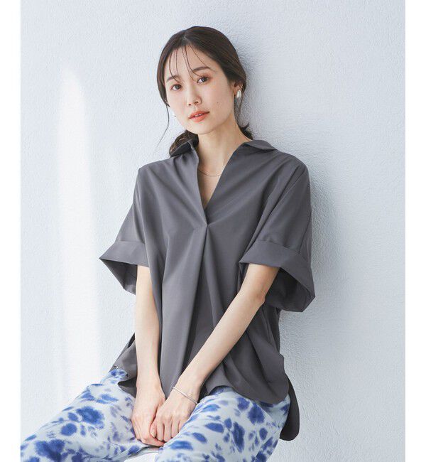 Rope&rsquo;Picnic「【UVカット・接触冷感・イージーケア】スキッパーシャツブラウス」|シャツ・ブラウス|