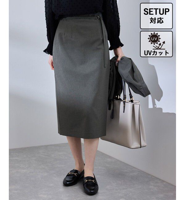 Rope&rsquo;Picnic「【UV対応】【リネンライク・シリーズ】アイラインスカート/通勤・セットアップ対応」|スカート|グレー(07)