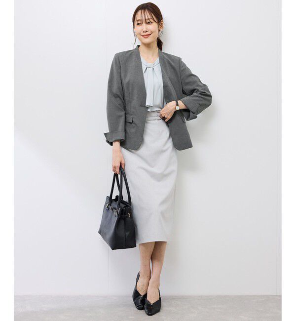 Rope&rsquo;Picnic「【UV対応】【リネンライク・シリーズ】ノーラペルジャケット/通勤・セットアップ対応」|ノーカラージャケット|