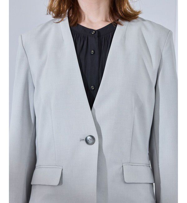 Rope&rsquo;Picnic「【UV対応】【リネンライク・シリーズ】ノーラペルジャケット/通勤・セットアップ対応」|ノーカラージャケット|