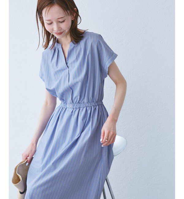 Rope&rsquo;Picnic「【UVカット・接触冷感・イージーケア】スキッパーシャツワンピース」|ワンピース|