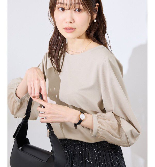 Rope&rsquo;Picnic「【WEB限定カラー:ネイビー,ピンク】袖シアーカットトップス」|Tシャツ・カットソー|