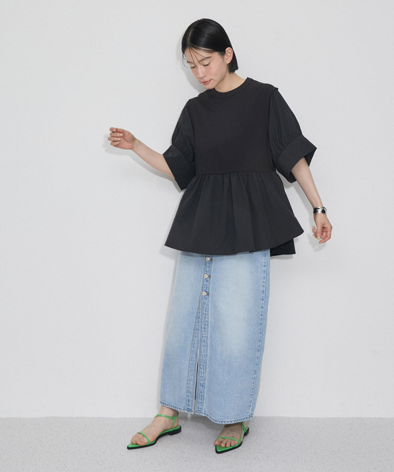 ADAM ET ROPE'「【再入荷・サステナブル・洗える・UVカット】バウンスカフスプルオーバー」|Tシャツ・カットソー|