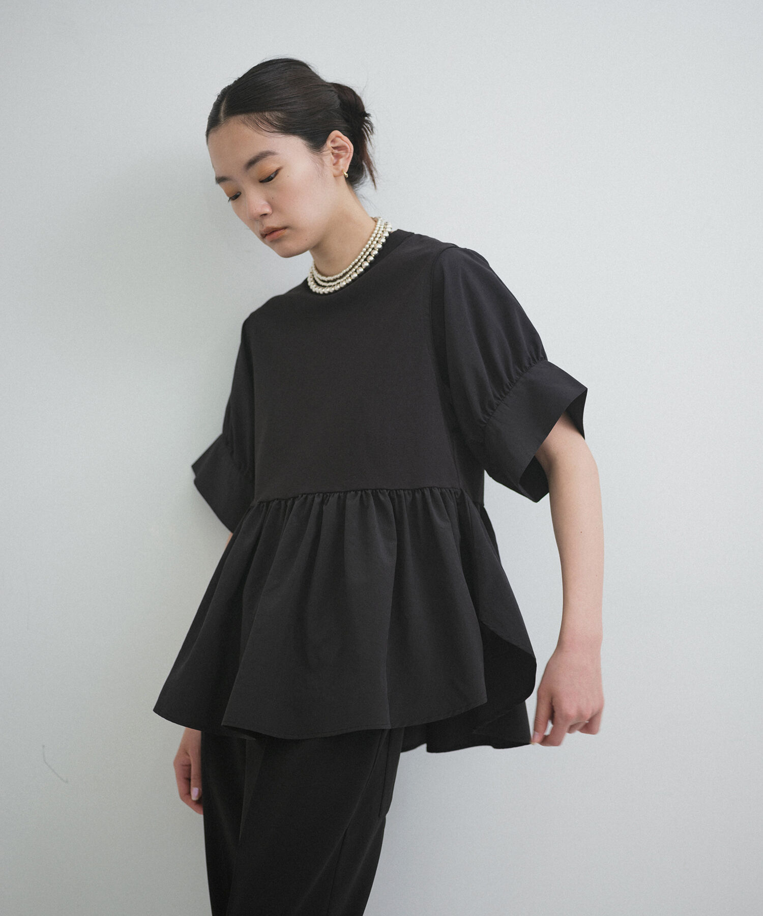 ADAM ET ROPE'「【再入荷・サステナブル・洗える・UVカット】バウンスカフスプルオーバー」|Tシャツ・カットソー|