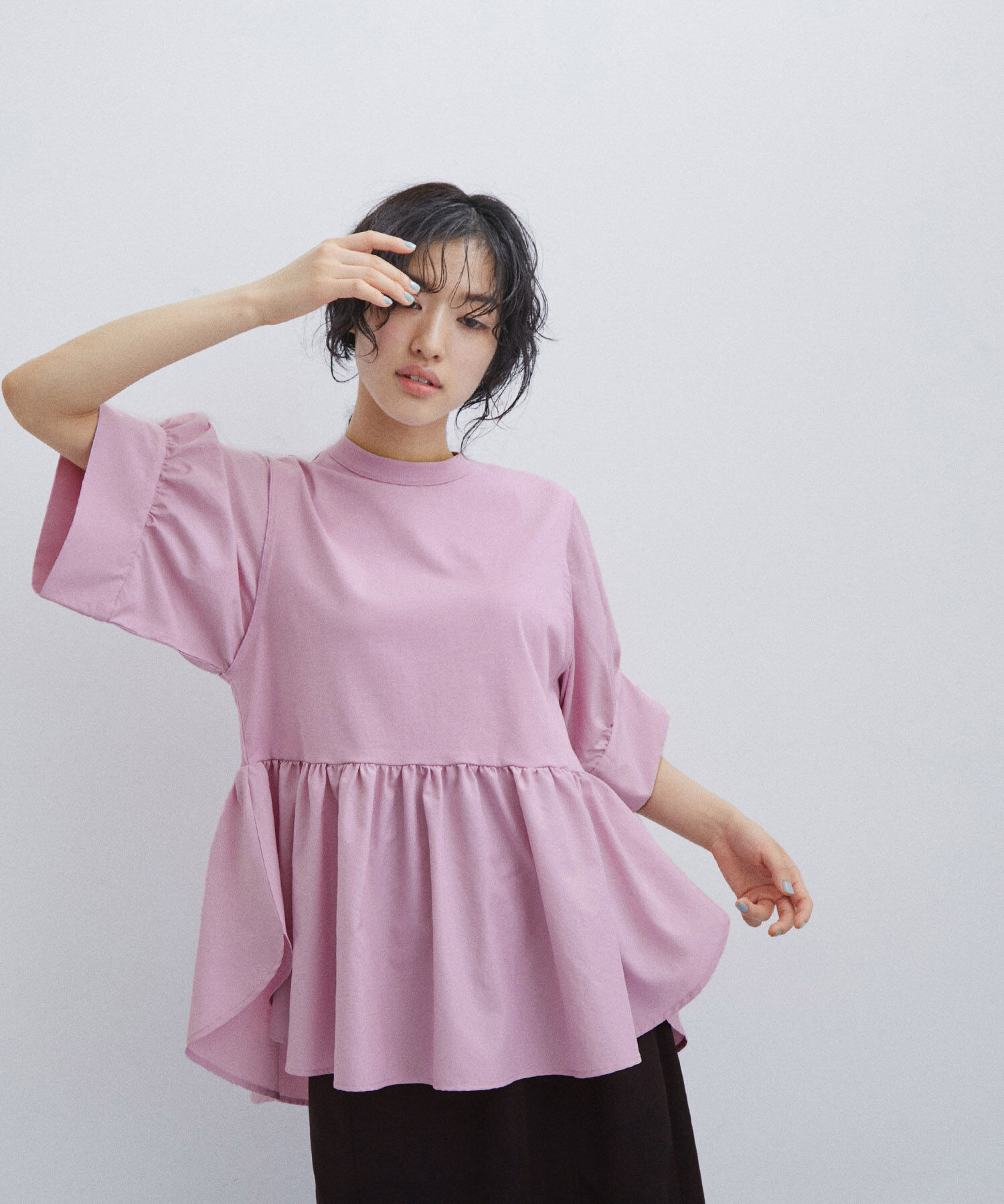 ADAM ET ROPE'「【再入荷・サステナブル・洗える・UVカット】バウンスカフスプルオーバー」|Tシャツ・カットソー|