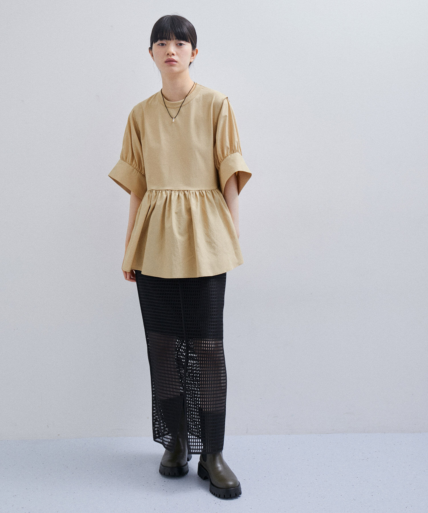 ADAM ET ROPE'「【再入荷・サステナブル・洗える・UVカット】バウンスカフスプルオーバー」|Tシャツ・カットソー|