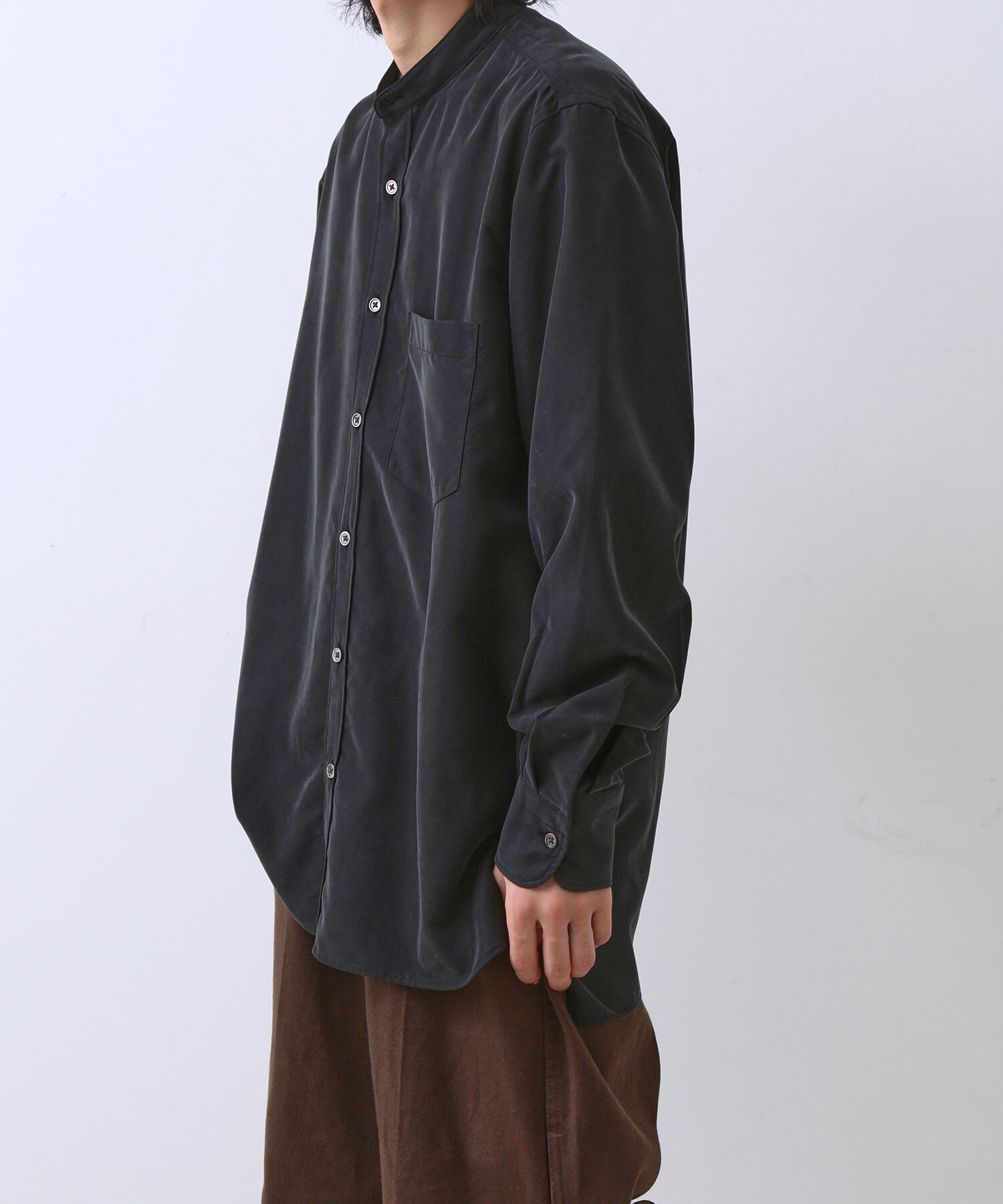 ADAM ET ROPE'「《定番》レーヨンスエード バンドカラーシャツ / ユニセックス」|シャツ・ブラウス|