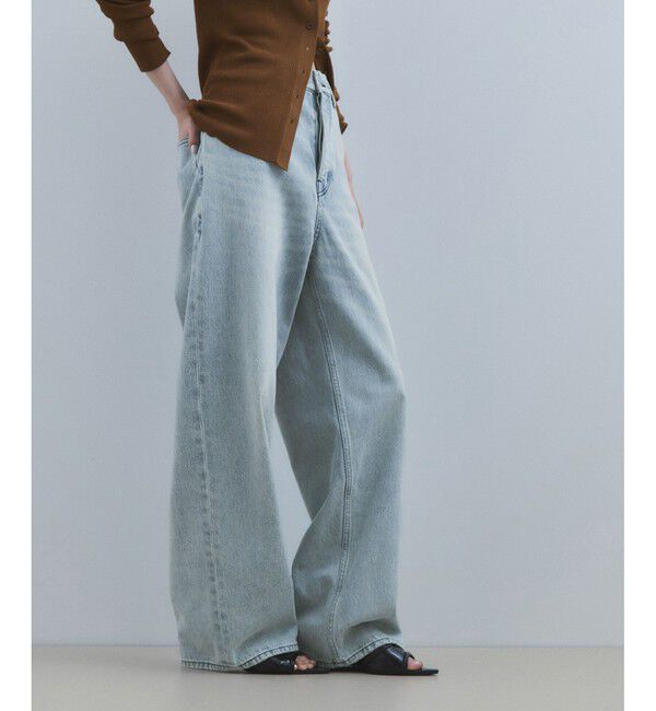 ADAM ET ROPE'「【WEB限定】ワイドストレートデニムパンツ」|デニム|サックス(48)