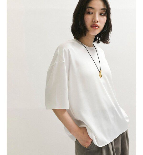 ADAM ET ROPE'「【サステナブル】サテンTブラウス」|シャツ・ブラウス|ホワイト(10)