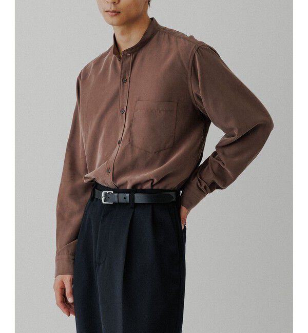 ADAM ET ROPE'「スエードタッチ レーヨン バンドカラーシャツ」|シャツ・ブラウス|