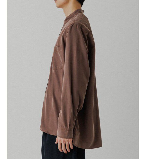 ADAM ET ROPE'「スエードタッチ レーヨン バンドカラーシャツ」|シャツ・ブラウス|