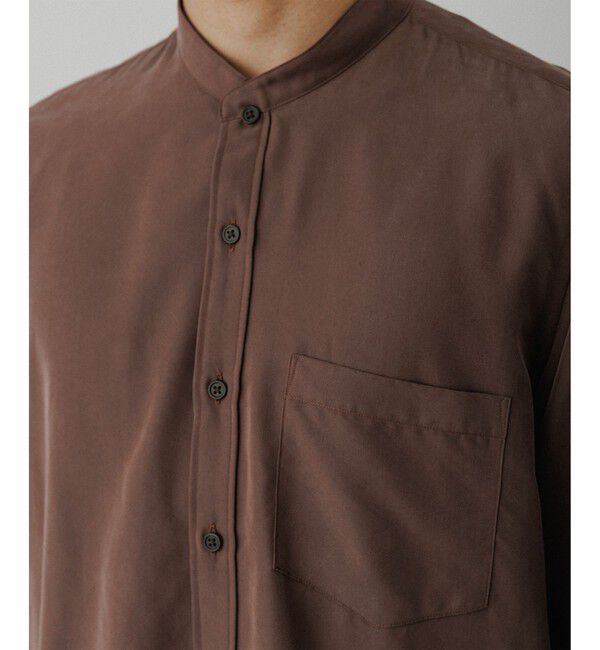 ADAM ET ROPE'「スエードタッチ レーヨン バンドカラーシャツ」|シャツ・ブラウス|