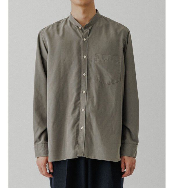 ADAM ET ROPE'「スエードタッチ レーヨン バンドカラーシャツ」|シャツ・ブラウス|