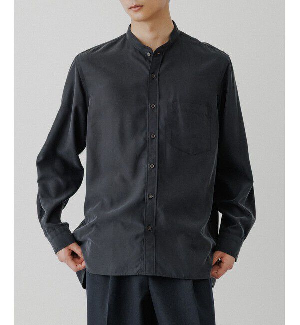 ADAM ET ROPE'「スエードタッチ レーヨン バンドカラーシャツ」|シャツ・ブラウス|