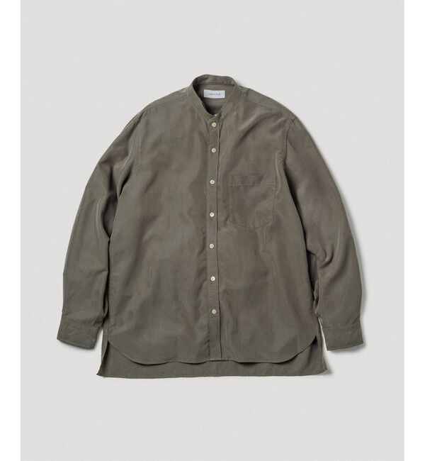 ADAM ET ROPE'「スエードタッチ レーヨン バンドカラーシャツ」|シャツ・ブラウス|カーキー系(38)