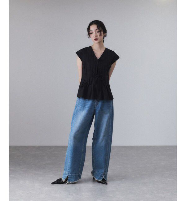 ADAM ET ROPE'「【サステナブル】タックフレアジレブラウス」|シャツ・ブラウス|