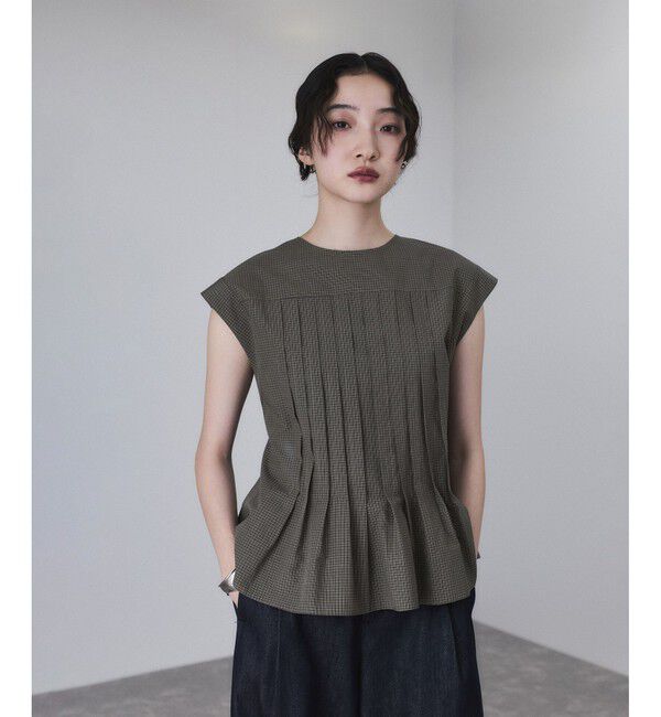 ADAM ET ROPE'「【サステナブル】タックフレアジレブラウス」|シャツ・ブラウス|ベージュ系(28)