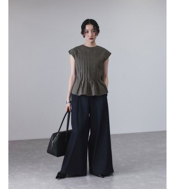 ADAM ET ROPE'「【サステナブル】タックフレアジレブラウス」|シャツ・ブラウス|