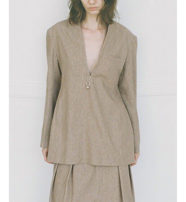 ADAM ET ROPE'「【EMOELLE】ウールコットンジャケットライクブラウス」|シャツ・ブラウス|