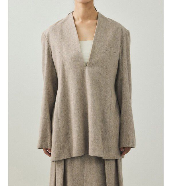 ADAM ET ROPE'「【EMOELLE】ウールコットンジャケットライクブラウス」|シャツ・ブラウス|