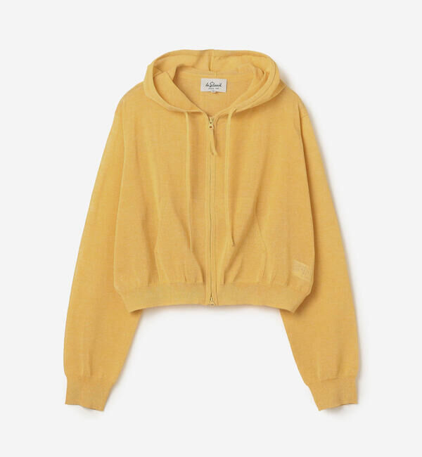 LE GLAZIK「LE GLAZIK | シアーニット ジップパーカー WOMEN」|ニット・セーター|YELLOW系1