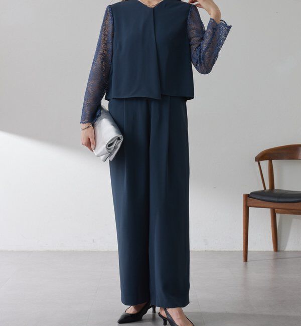  「【オケージョン】バックサテンジョーゼットールインワン」|ワンピース|