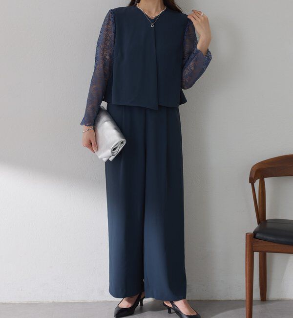  「【オケージョン】バックサテンジョーゼットールインワン」|ワンピース|