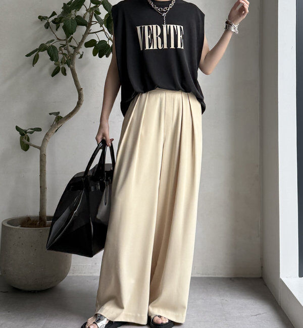  「【累計販売数3万枚突破/23色4サイズ展開！】タックワイドパンツ」|チノ|