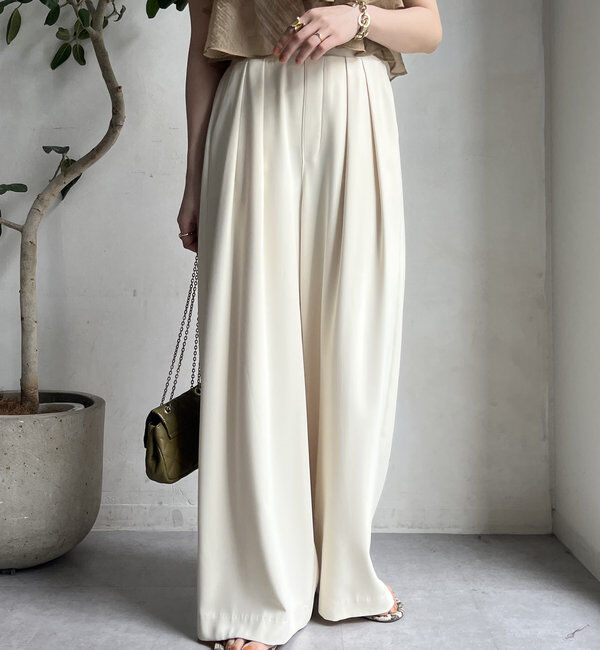  「【累計販売数3万枚突破/23色4サイズ展開！】タックワイドパンツ」|チノ|