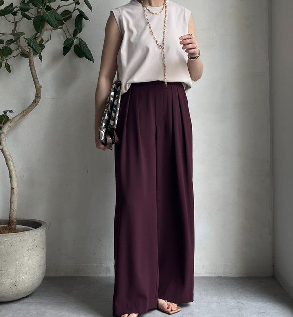  「【累計販売数3万枚突破/23色4サイズ展開！】タックワイドパンツ」|チノ|