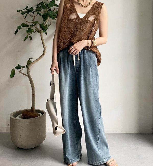  「刺繍前後2WAYレースタンク」|シャツ・ブラウス|