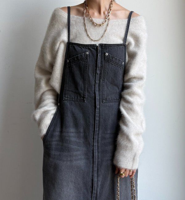  「デニムキャミジャンスカ」|ワンピース|ブラック