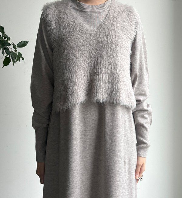  「【WEB限定】フェザーヤーンニットベスト＋ニットワンピースセット」|スーツ|