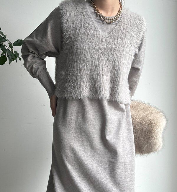  「【WEB限定】フェザーヤーンニットベスト＋ニットワンピースセット」|スーツ|