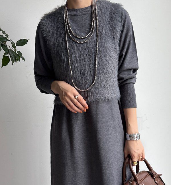  「【WEB限定】フェザーヤーンニットベスト＋ニットワンピースセット」|スーツ|