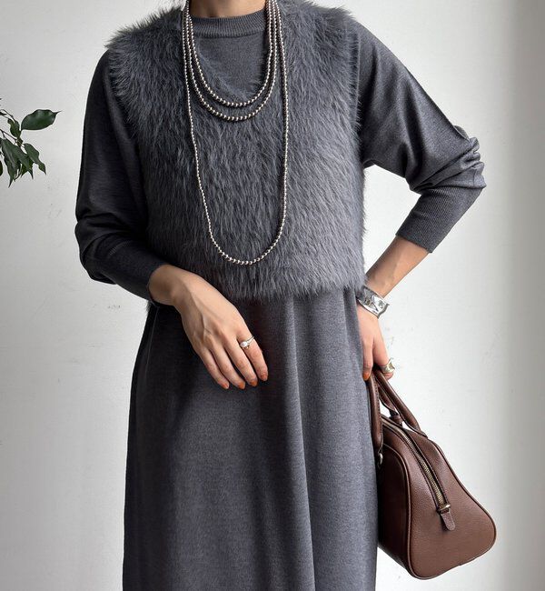  「【WEB限定】フェザーヤーンニットベスト＋ニットワンピースセット」|スーツ|